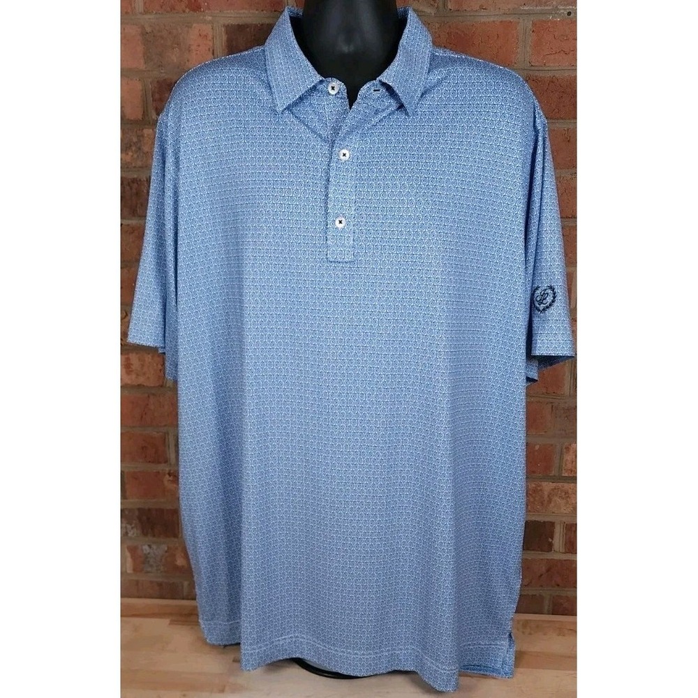 FootJoy 2XL Polo Shirt All Over Print Blue Swirls Golf Performance Stretch‎